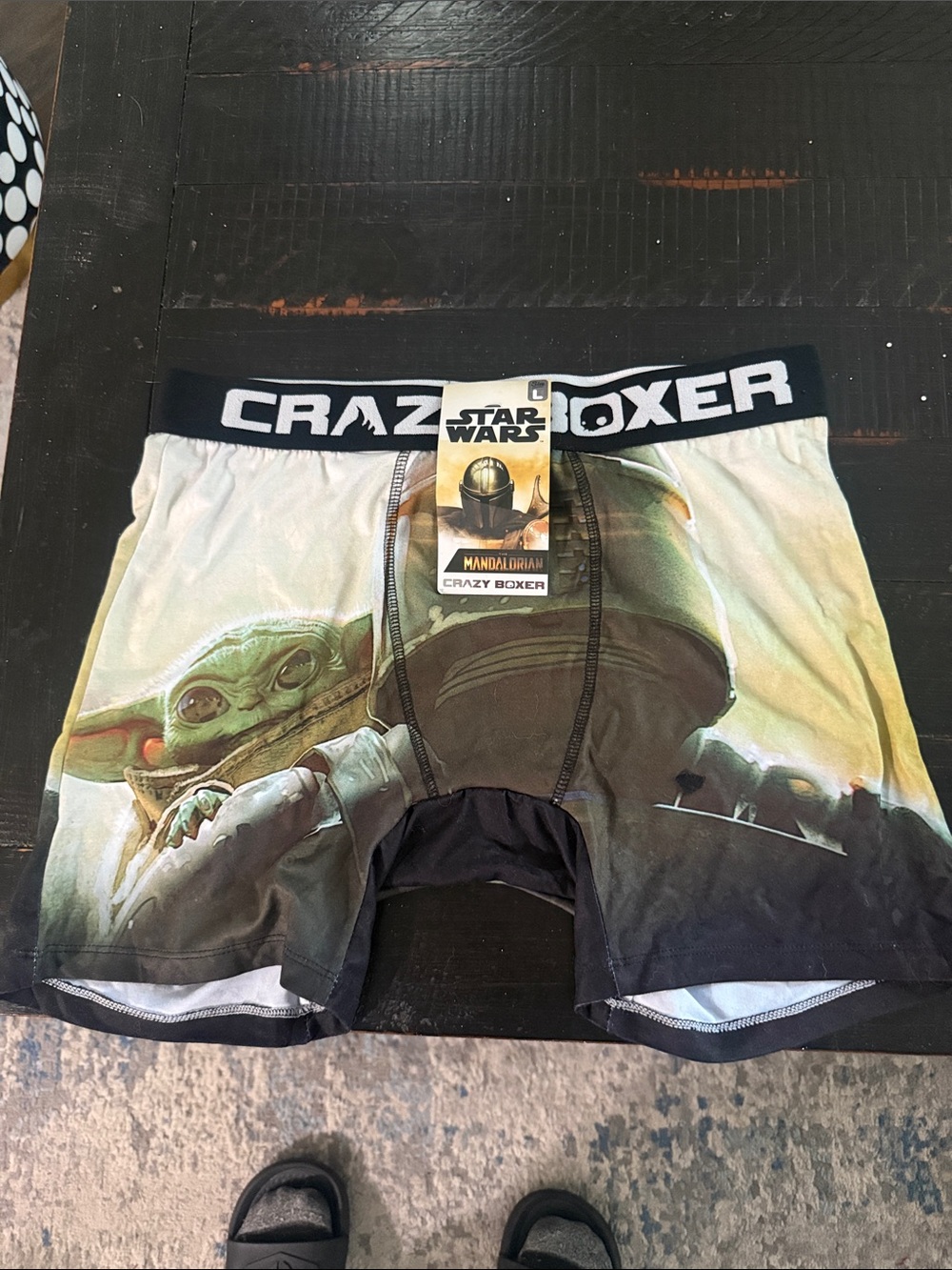 Crazy Boxer Star Wars The Mandalorian Grogu Print Boxer Briefs - Green Black